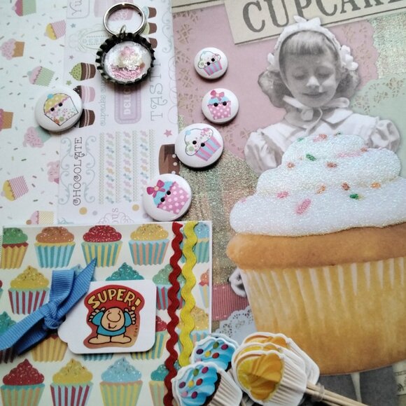 Cupcake Theme Junk Journal & Decorating Scrap Pack - Picture 3 of 9